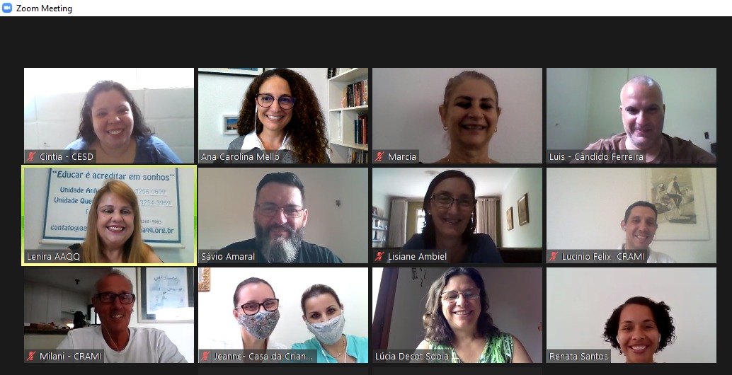 Print de uma tela de computador durante o encontro virtual do Ponto Org - LGPD na Prática. A imagem mostra a advogada Ana Carolina Mello e mais 12 participantes.
